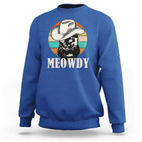Cat Lover Sweatshirt Meowdy Funny Howdy Retro Vintage Cowboy Hat - Wonder Print Shop