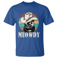 Cat Lover T Shirt Meowdy Funny Howdy Retro Vintage Cowboy Hat - Wonder Print Shop