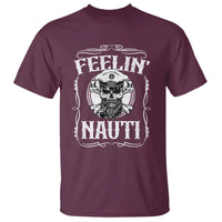 Funny Feelin Nauti T Shirt Boat Captain Pontoon Sailing Sailor Skull