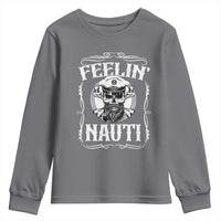 Funny Feelin Nauti Youth Sweatshirt Boat Captain Pontoon Sailing Sailor Skull