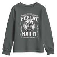 Funny Feelin Nauti Youth Sweatshirt Boat Captain Pontoon Sailing Sailor Skull