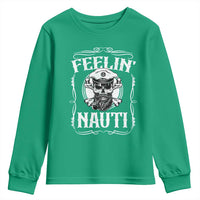 Funny Feelin Nauti Youth Sweatshirt Boat Captain Pontoon Sailing Sailor Skull