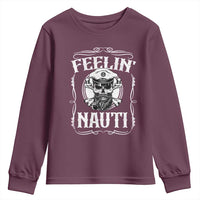 Funny Feelin Nauti Youth Sweatshirt Boat Captain Pontoon Sailing Sailor Skull