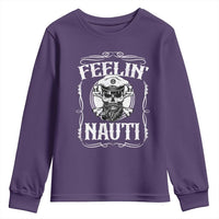 Funny Feelin Nauti Youth Sweatshirt Boat Captain Pontoon Sailing Sailor Skull