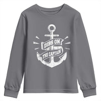 Funny Dibs On The Captain Youth Sweatshirt Boating Boat Lover Vintage Anchor