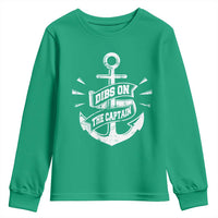 Funny Dibs On The Captain Youth Sweatshirt Boating Boat Lover Vintage Anchor