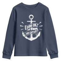 Funny Dibs On The Captain Youth Sweatshirt Boating Boat Lover Vintage Anchor