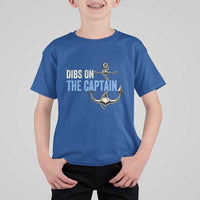 Funny Dibs On The Captain T Shirt For Kid Boating Boat Lover Anchor