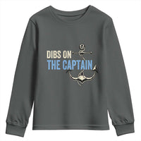 Funny Dibs On The Captain Youth Sweatshirt Boating Boat Lover Anchor