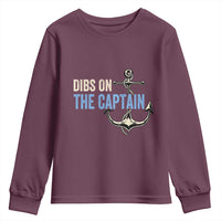 Funny Dibs On The Captain Youth Sweatshirt Boating Boat Lover Anchor
