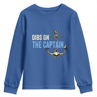 Funny Dibs On The Captain Youth Sweatshirt Boating Boat Lover Anchor