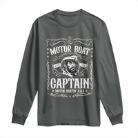 Funny Motor Boat Captain Long Sleeve Shirt Pontoon Boating Motor Boatin Lake