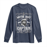 Funny Motor Boat Captain Long Sleeve Shirt Pontoon Boating Motor Boatin Lake