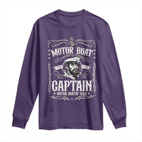 Funny Motor Boat Captain Long Sleeve Shirt Pontoon Boating Motor Boatin Lake