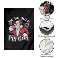 Christmas In July Garden Flag Ho Ho Hold My Beer Summer Santa USA Flag 4th Of July