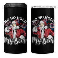 Christmas In July 4 in 1 Can Cooler Tumbler Ho Ho Hold My Beer Summer Santa USA Flag 4th Of July - Wonder Print Shop