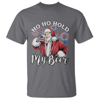 Christmas In July T Shirt Ho Ho Hold My Beer Summer Santa USA Flag 4th Of July - Wonder Print Shop