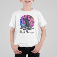 Cat Lover T Shirt For Kid Black Meowgic Pentagram Witchcraft Magic - Wonder Print Shop