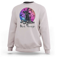 Cat Lover Sweatshirt Black Meowgic Pentagram Witchcraft Magic - Wonder Print Shop