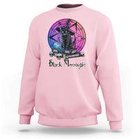 Cat Lover Sweatshirt Black Meowgic Pentagram Witchcraft Magic - Wonder Print Shop