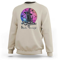 Cat Lover Sweatshirt Black Meowgic Pentagram Witchcraft Magic - Wonder Print Shop