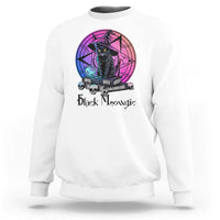 Cat Lover Sweatshirt Black Meowgic Pentagram Witchcraft Magic - Wonder Print Shop