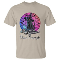 Cat Lover T Shirt Black Meowgic Pentagram Witchcraft Magic - Wonder Print Shop