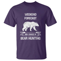 Funny Bear Hunting T Shirt Weekend Forecast 100% Chance Of Bear Hunter - Wonder Print Shop