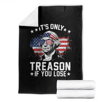 It Is Only Treason If You Lose George Washington Throw Blanket Funny 4th of July Vintage American Flag