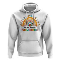We Are Hungry For Learning Hoodie Back To School Rainbow Caterpillar Apple - Wonder Print Shop