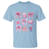 Coquette School T Shirt Pink Bow Heart Backpack Note Tape Pencil - Wonder Print Shop