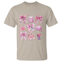 Coquette School T Shirt Pink Bow Heart Backpack Note Tape Pencil - Wonder Print Shop