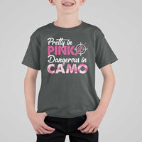 Funny Hunter T Shirt For Kid Pretty In Pink Dangerous In Camo Hunting - Wonder Print Shop