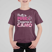 Funny Hunter T Shirt For Kid Pretty In Pink Dangerous In Camo Hunting - Wonder Print Shop