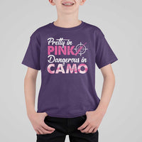 Funny Hunter T Shirt For Kid Pretty In Pink Dangerous In Camo Hunting - Wonder Print Shop