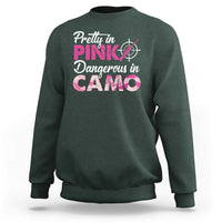 Funny Hunter Sweatshirt Pretty In Pink Dangerous In Camo Hunting - Wonder Print Shop