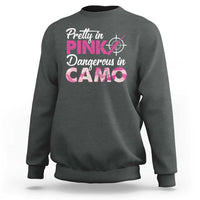 Funny Hunter Sweatshirt Pretty In Pink Dangerous In Camo Hunting - Wonder Print Shop