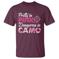 Funny Hunter T Shirt Pretty In Pink Dangerous In Camo Hunting - Wonder Print Shop