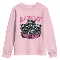 Funny Trash The Patriarchy Youth Sweatshirt Feral Feminist Racoon - Wonder Print Shop