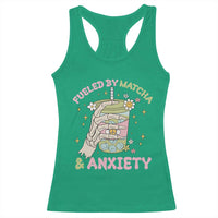 Funny Fueled By Matcha And Anxiety Racerback Tank Top Matcha Lover - Wonder Print Shop