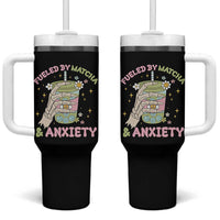 Funny Fueled By Matcha And Anxiety Tumbler With Handle Matcha Lover - Wonder Print Shop