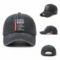 My Dog Is A Democrat Washed Cotton Baseball Cap Funny Political Dog Owner