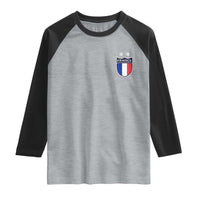 Vintage France Football Crest Two Stars French Flag Raglan Shirt