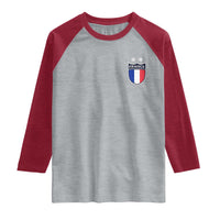 Vintage France Football Crest Two Stars French Flag Raglan Shirt