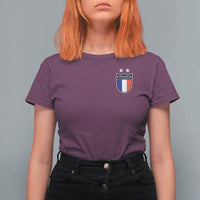 Vintage France Football Crest Two Stars French Flag T Shirt For Women