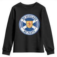 No Scotland No Party Youth Sweatshirt Scottish Lion Rampant Crest Vintage Saltire Flag