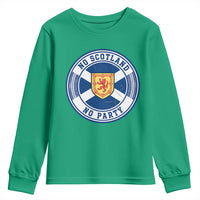 No Scotland No Party Youth Sweatshirt Scottish Lion Rampant Crest Vintage Saltire Flag