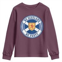 No Scotland No Party Youth Sweatshirt Scottish Lion Rampant Crest Vintage Saltire Flag