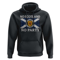 No Scotland No Party Hoodie Lion Rampant Crest Scottish Tartan Flag