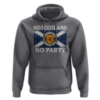 No Scotland No Party Hoodie Lion Rampant Crest Scottish Tartan Flag